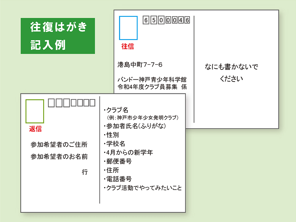 ハガキでのお申し込み方法 ご利用案内 青少年科学館